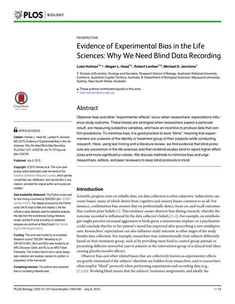 cytherea blind experiment|Evidence of Experimental Bias in the Life Sciences: Why We .